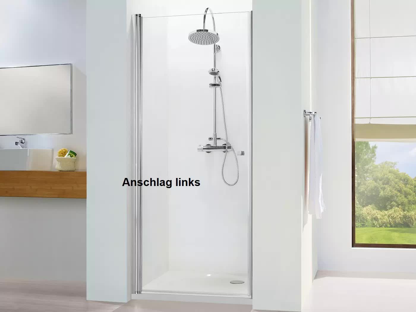 Duschabtrennung Nische Pendeltür 80 x bis 220 cm Bad Design Heizung